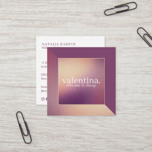Cartão De Visita Quadrado Violeta Moderna e Champanhe - Maquiagem de Beleza