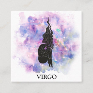 Cartão De Visita Quadrado *~* VIRGO Astrologia Zodiac Lê Azul Rosa