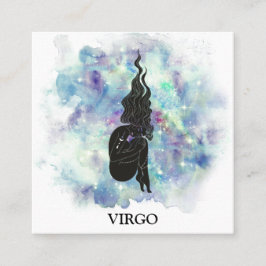 Cartão De Visita Quadrado *~* VIRGO Astrologia Zodiac Lê Teal + Azul