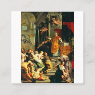 Cartão De Visita Quadrado Visões de Inácio por Peter Paul Rubens