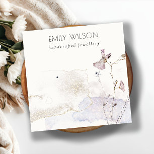 Cartão De Visita Quadrado Visor de Estampagem das Flores Presas de Brilho