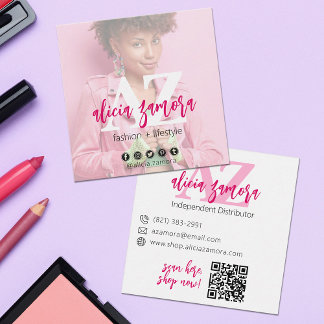 Cartão De Visita Quadrado Viva Modern Magenta Influenciador Social Foto Pers