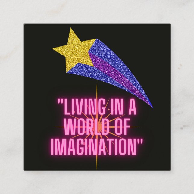 CARTÃO DE VISITA QUADRADO VIVER NUM MUNDO DE IMAGINAÇÃO (Frente)