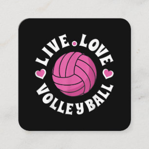 Cartão De Visita Quadrado Voleibol De Amor Vivo Para Mulheres Meninas Fa De 