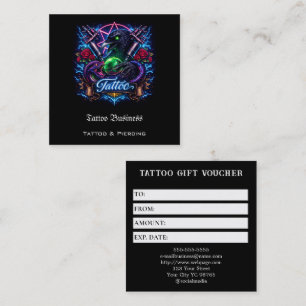 Cartão De Visita Quadrado Voucher de Presente de Tatuagem