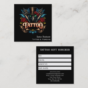 Cartão De Visita Quadrado Voucher de Presente de Tatuagem
