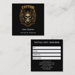 Cartão De Visita Quadrado Voucher de Presente de Tatuagem
