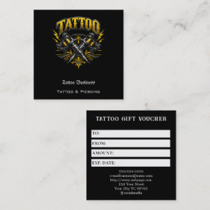 Cartão De Visita Quadrado Voucher de Presente de Tatuagem