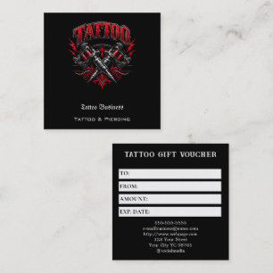 Cartão De Visita Quadrado Voucher de Presente de Tatuagem