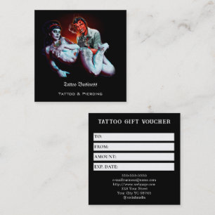 Cartão De Visita Quadrado Voucher de Presente de Tatuagem