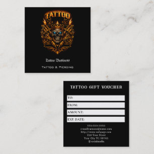 Cartão De Visita Quadrado Voucher de Presente de Tatuagem