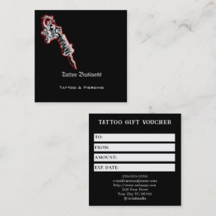 Cartão De Visita Quadrado Voucher de Presente de Tatuagem