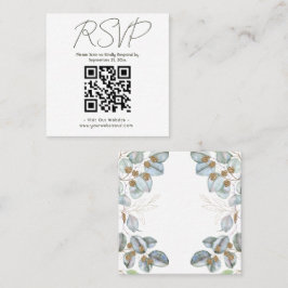 Cartão De Visita Quadrado Watercolor Greenery Eucalyptus Wedding