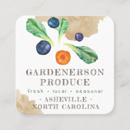 Cartão De Visita Quadrado Watercolor Local Product Stand Square Business Ca