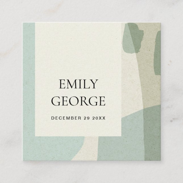 CARTÃO DE VISITA QUADRADO WEBSITE DE CASAMENTO AZUL MODERNO ABSTRATO SOFT AQ (Frente)