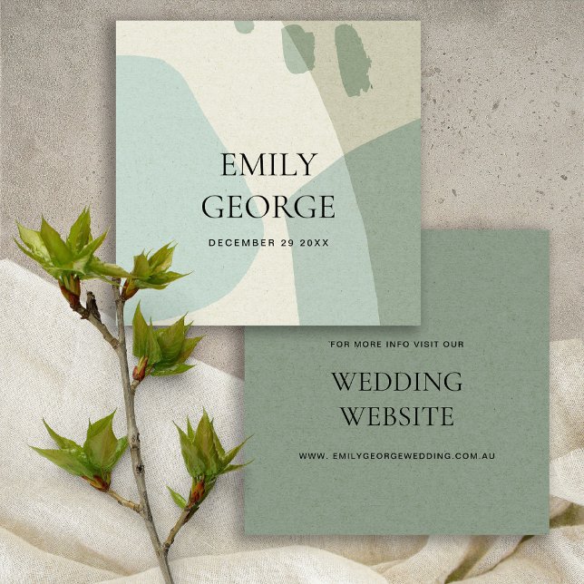 CARTÃO DE VISITA QUADRADO WEBSITE MODERNO ABSTRATO AQUA BLUE ART WEDTING (Criador carregado)