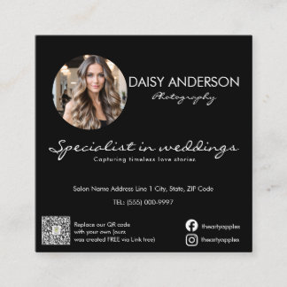 Cartão De Visita Quadrado Wedding Photographer Business Card Elegant Wedding