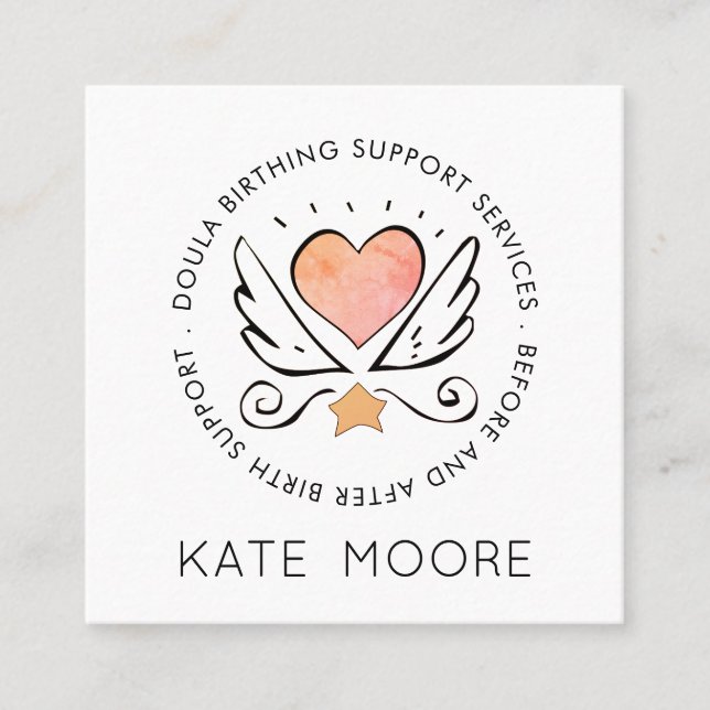 Cartão De Visita Quadrado Whimsical Baby Doula Birt Coach Ou Parteira (Frente)