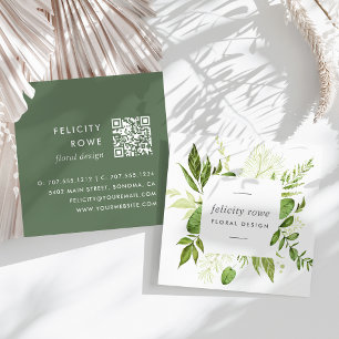 Cartão De Visita Quadrado Wild Meadow Código QR do Quadro Botânico