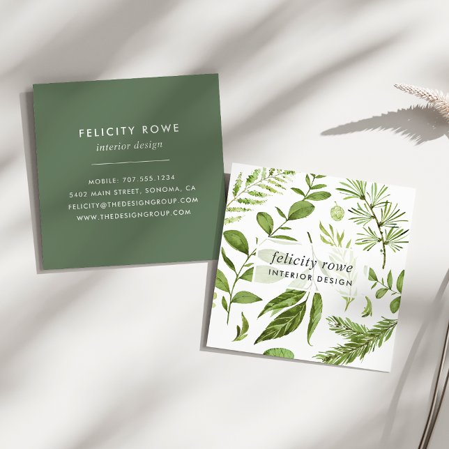 Cartão De Visita Quadrado Wild Meadow | Impressão botânico (Criador carregado)