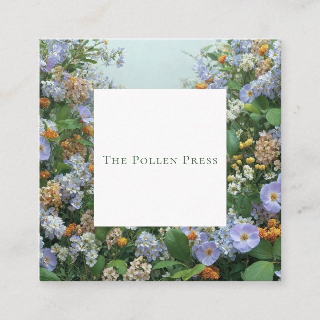 Cartão De Visita Quadrado Wildflower Bohemian Square Frame Rustic Floral (Frente)