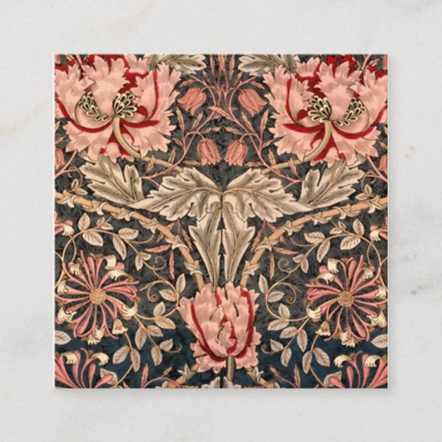 Cartão De Visita Quadrado William Morris Honeysuckle (Frente)