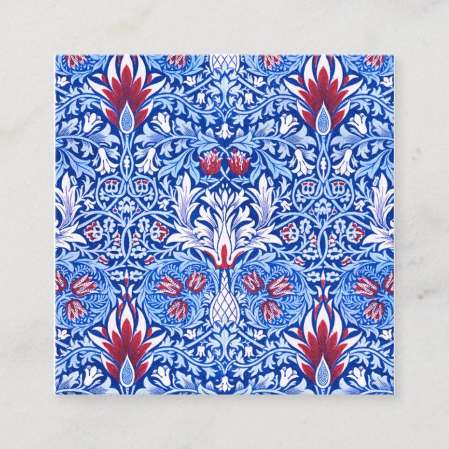 Cartão De Visita Quadrado William Morris Light Blue Snakhead (Frente)