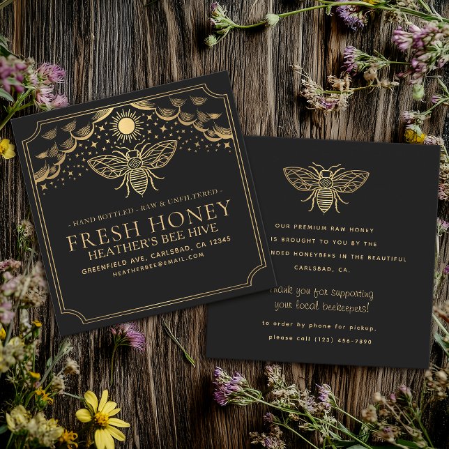 Cartão De Visita Quadrado Witchy Tarot Beekeeper Honeybee (Criador carregado)
