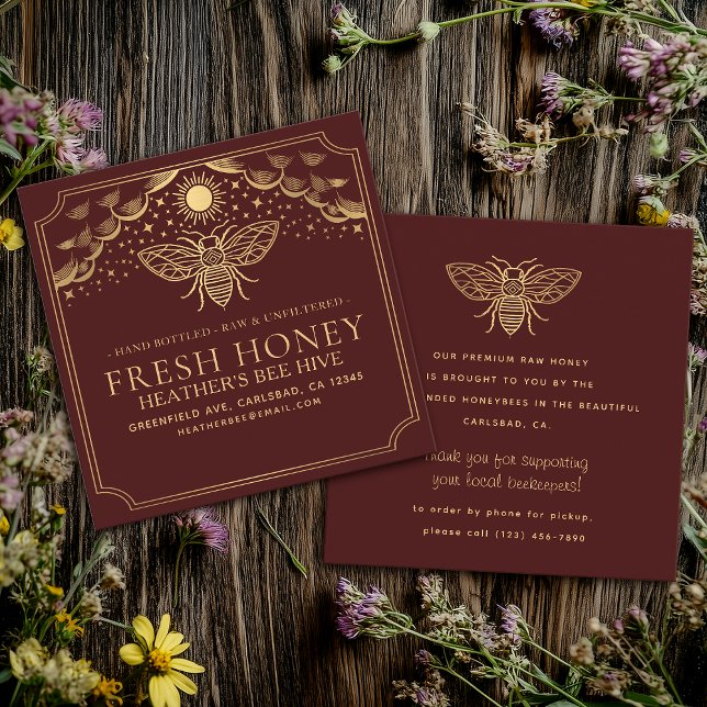 Cartão De Visita Quadrado Witchy Tarot Beekeeper Honeybee (Criador carregado)