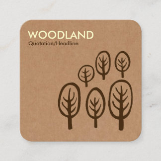 Cartão De Visita Quadrado Woodland - Creme + Castanho Escuro na Caixa de Car