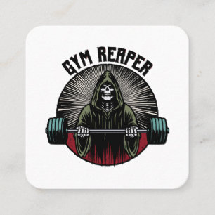 Cartão De Visita Quadrado Workout do Gym Reaper
