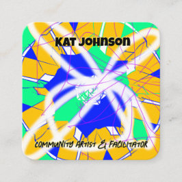 Cartão De Visita Quadrado Workshops de artistas comunitários Personalizados