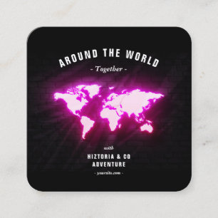 Cartão De Visita Quadrado World Map Adventure Viagem