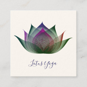 Cartão De Visita Quadrado Yoga Exclusivo de Arte de Flor de Lotus Multicolor