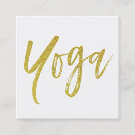 Cartão De Visita Quadrado * Yoga Instrutor Professor White Dourado Modern