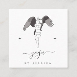 Cartão De Visita Quadrado Yoga Instrutor Yogi & Eagle Pose Sparkle Elegante
