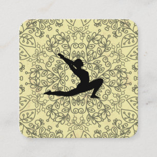 Cartão De Visita Quadrado Yoga Pose   Instrutor Yoga