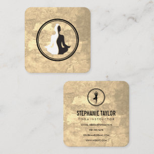 Cartão De Visita Quadrado Yoga Poses   Meditação