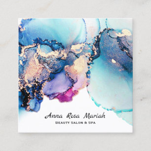 Cartão De Visita Quadrado *~* Yummy Abstrato Turquoise Dourada Teal AP29