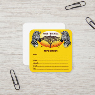 Cartão De Visita Quadrado Zebra African Savanna Wild Animal