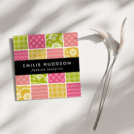 Cartão De Visita Quadrado Zigzag, Chevron, Bolinhas, Gingham, Patchwork