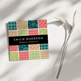 Cartão De Visita Quadrado Zigzag, Chevron, Gingham, Bolinhas, Patchwork