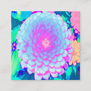 Cartão De Visita Quadrado Zinnia bonito Roxo e Rosa no Jardim de Verão