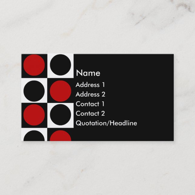 Cartão De Visita Quadrados brancos do KRW e pretos vermelhos retros (Frente)