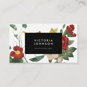 Cartão De Visita Quadro botânico do preto da flor