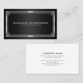 Cartão De Visita Quadro Branco Deco de Arte Elegante em Preto