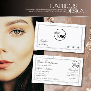 Cartão De Visita Quadro branco e prateado moderno com ouros e logot