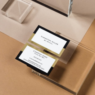 Cartão De Visita Quadro branco mínimo, preto Dourado