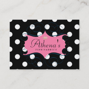 Cartão De Visita Quadro cor-de-rosa querido em bolinhas preto e