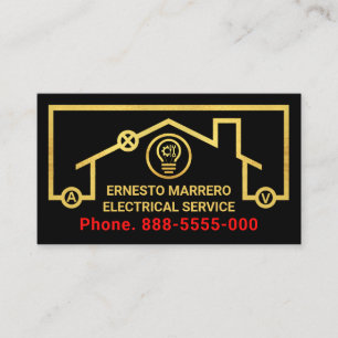 Cartão De Visita Quadro de Cabeamento de Símbolos Elétricos Dourado